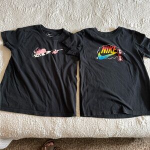 Nike Black Graphic Swoosh Tees - Floral & Rainbow Logos